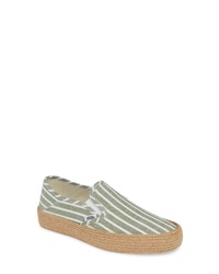 Olive Horizontal Striped Slip-on Sneakers