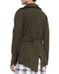 Veronica Beard Army Stretch Cotton Zip Jacket