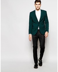 Asos Brand Slim Jacket With Stretch In Green