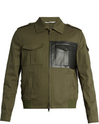 Valentino Faux Leather Pocket Cotton Twill Jacket