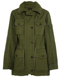 J.Crew Hooded Cotton Canvas Field Jacket Army Green