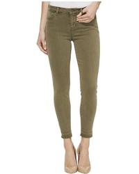 Liverpool Avery Crop Released Hem In Pigt Dyed Slub Stretch Twill In Olive Night Jeans