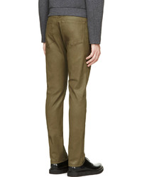 Calvin Klein Collection Green Coated Jeans