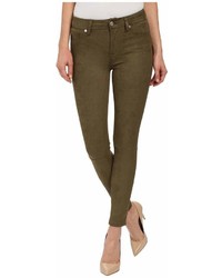 7 For All Mankind High Waist Ankle Knee Seam Skinny In Olive Jeans