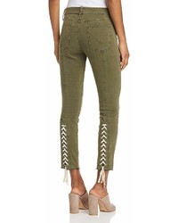 Hudson Nico Lace Up Cropped Skinny Pants In Crushed Olive