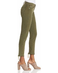 Hudson Nico Lace Up Cropped Skinny Pants In Crushed Olive