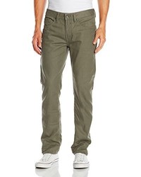 Buffalo David Bitton Six Slim Straight Leg Jean In Rifted And Lightly Crinkled Olive
