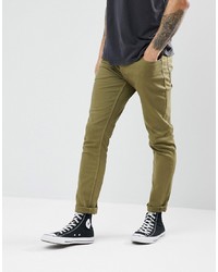 Jack & Jones Slim Fit Jeans In Khaki Coloured Denim