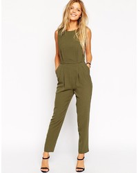Asos Collection Jumpsuit With Open Back And Pleat Detail