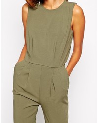 Asos Collection Jumpsuit With Open Back And Pleated Detail