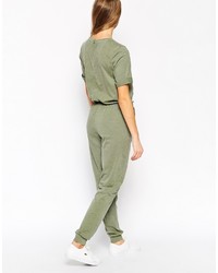 Asos Collection Washed Casual Jumpsuit With Drawstring
