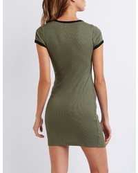 Charlotte Russe Waffle Knit Ringer Bodycon Dress