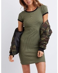 Charlotte Russe Waffle Knit Ringer Bodycon Dress