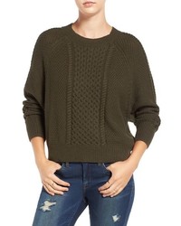 Olive Knit Cable Sweater