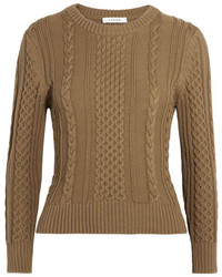 Frame Cable Knit Pima Cotton Sweater Army Green