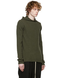 Rick Owens Green Cashmere Knit Hoodie