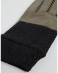 Asos Leather And Knit Mix Gloves