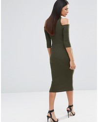 AX Paris Knitted High Neck Midi Dress With Cold Shoulder