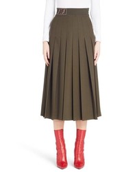 Olive Knit Midi Skirt