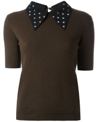 No.21 No21 Studded Collar Knit T Shirt