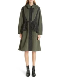 Sandy Liang Lace Overlay Hooded Coat