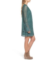 Sequin Hearts Lace Bell Sleeve Shift Dress