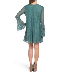 Sequin Hearts Lace Bell Sleeve Shift Dress