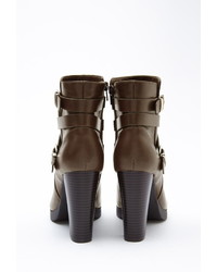 Forever 21 Buckled Faux Leather Booties