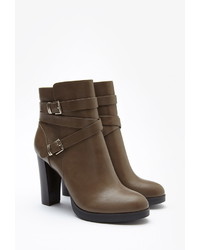 Forever 21 Buckled Faux Leather Booties