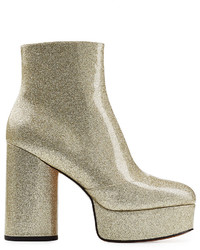 Marc Jacobs Leather Platform Ankle Boots With Glitter