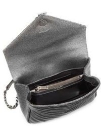 Saint Laurent Medium College Monogram Metallic Leather Shoulder Bag
