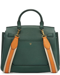 MCM Milla Large Convertible Satchel Forest Green