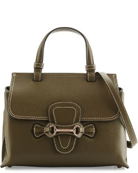 Valentino By Mario Valentino Diane Pebbled Leather Satchel Bag Army Green
