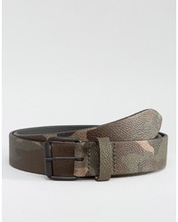 Asos Made In England Leather Belt In Camo