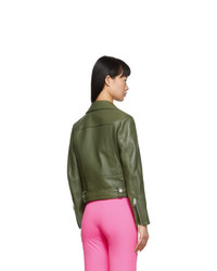 Acne Studios Green Leather Motorcycle Jacket