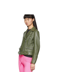 Acne Studios Green Leather Motorcycle Jacket