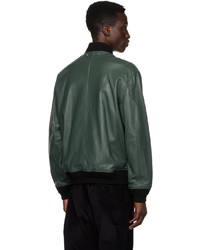 Ps By Paul Smith Green Military Leather Bomber Jacket