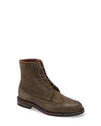 Olive Leather Brogue Boots