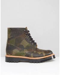 Asos Brogue Boots In Camo Leather Made In England