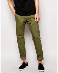 Olive Leather Chinos