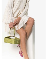 Rejina Pyo Green Olivia Crocodile Embossed Leather Box Bag