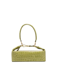 Rejina Pyo Green Olivia Crocodile Embossed Leather Box Bag