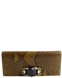 Gucci Olive And Moss Python Broadway Evening Clutch