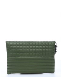 L.A.M.B. Olive Green Quilted Leather Ebba Clutch Bag