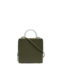 Building Block Green Box Leather Shoulder Bag