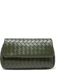 Bottega Veneta Messenger Mini Intrecciato Leather Shoulder Bag Green