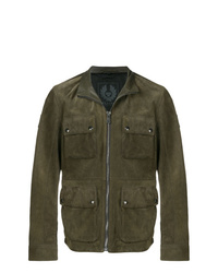 Olive Leather Field Jacket