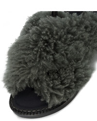 Robert Clergerie Bloss Faux Fur Flat Sandals