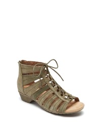 Olive Leather Gladiator Sandals