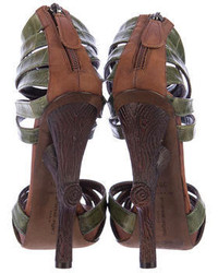 Ungaro Emanuel Eel Skin Branch Heel Sandals